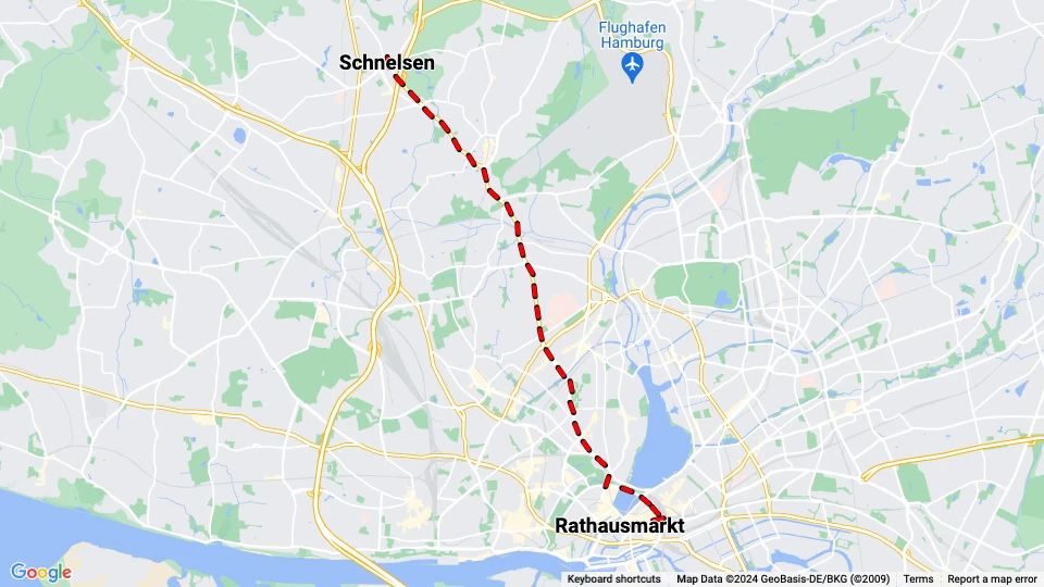 Hamburg Straßenbahnlinie 2: Rathausmarkt - Schnelsen Linienkarte