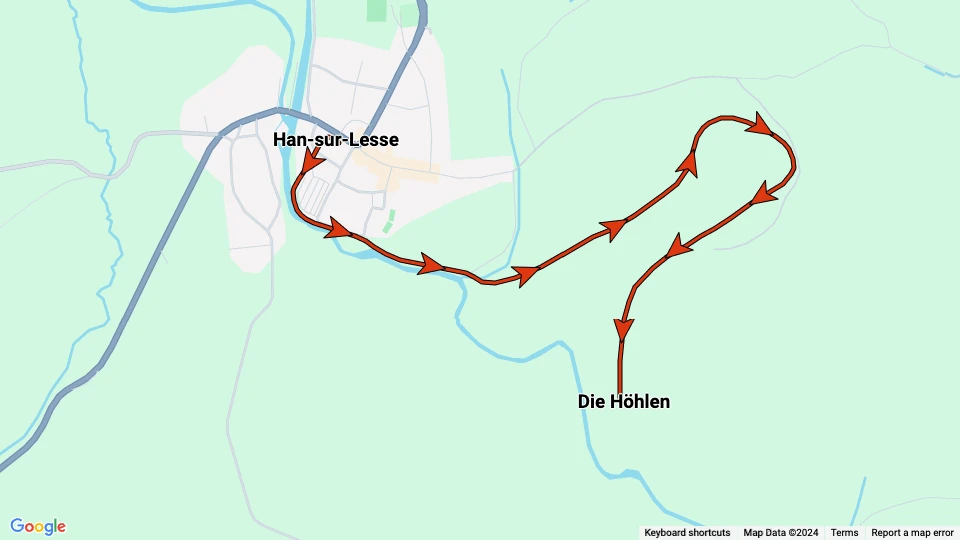 Han-sur-Lesse Grotte de Han: Han-sur-Lesse - Die Höhlen Linienkarte
