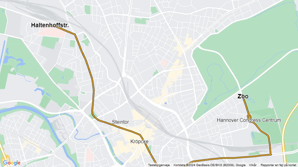 Hannover Straßenbahnlinie 11: Haltenhoffstr. - Zoo Linienkarte