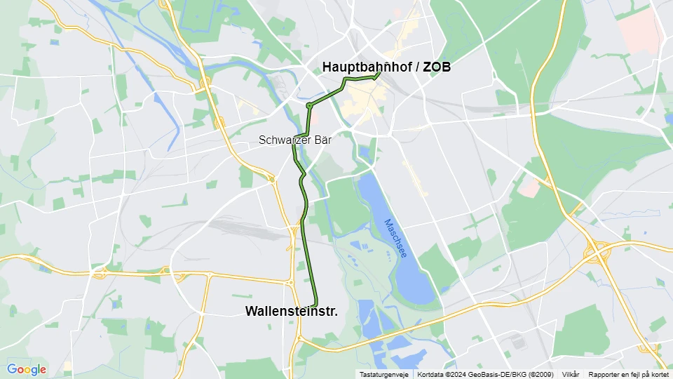 Hannover Straßenbahnlinie 17: Hauptbahnhof / ZOB - Wallensteinstr. Linienkarte