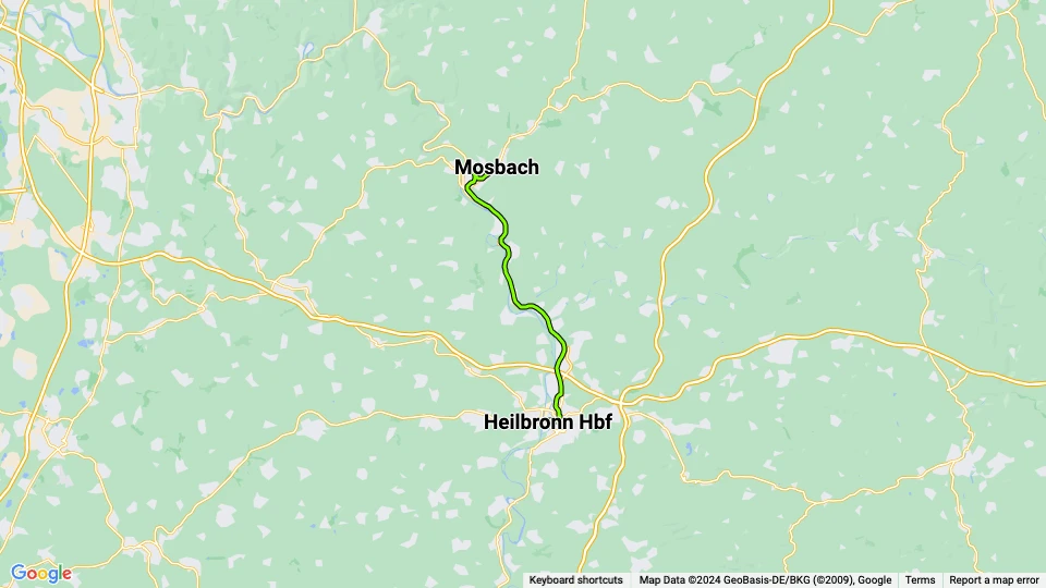 Heilbronn Regionallinie S41: Heilbronn Hbf - Mosbach Linienkarte