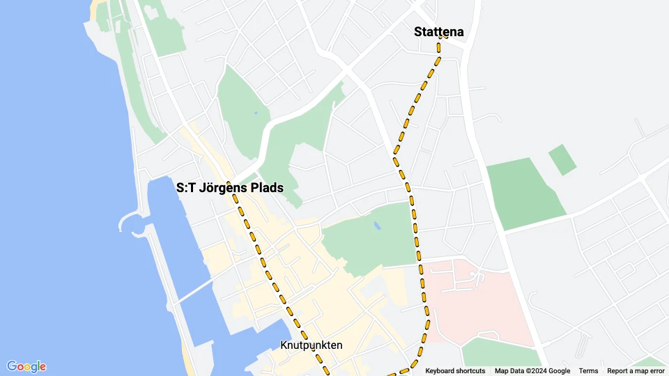 Helsingborg Straßenbahnlinie 5: Stattena - S:T Jörgens Plads Linienkarte
