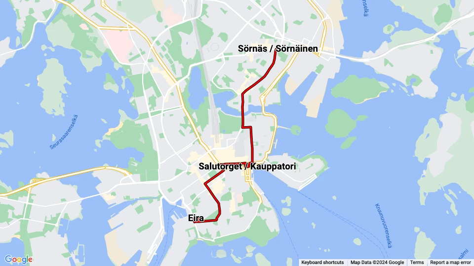 Helsinki Museumslinie Linienkarte
