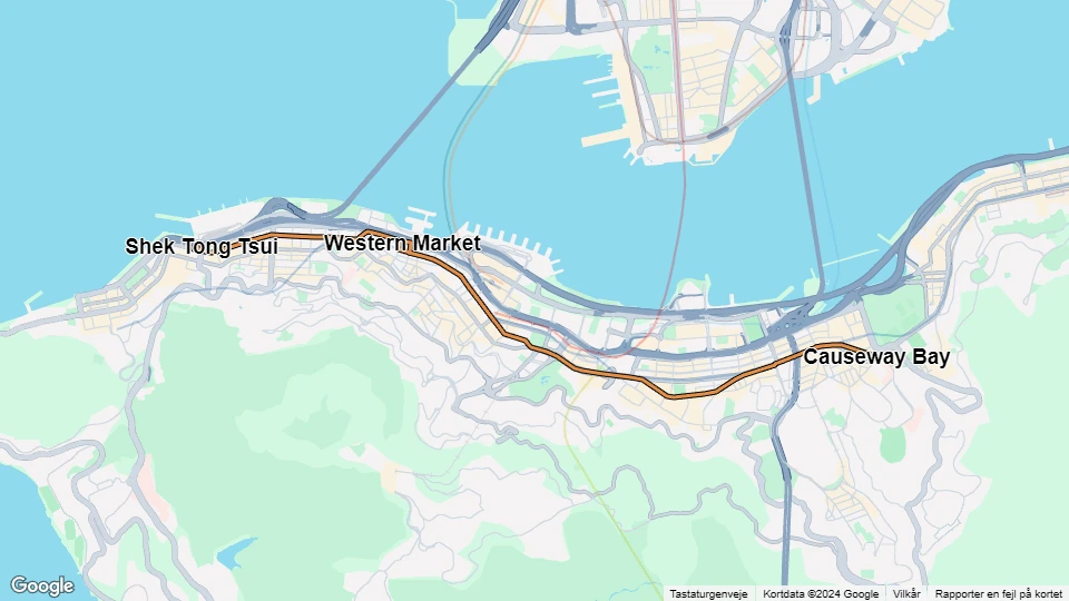 Hongkong Straßenbahnlinie 4: Shek Tong Tsui - Causeway Bay Linienkarte