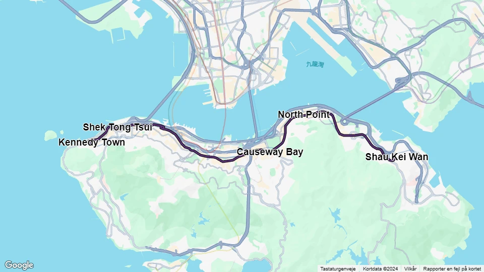 Hongkong Straßenbahnlinie 6: Shau Kei Wan - Kennedy Town Linienkarte