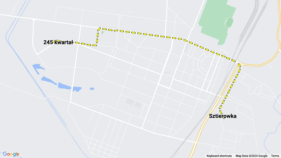 Horliwka Straßenbahnlinie 7: 245 kwartał - Sztierowka Linienkarte