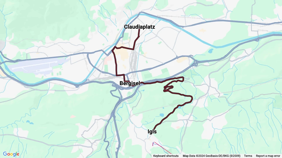 Innsbruck Straßenbahnlinie 6: Bergisel - Claudiaplatz Linienkarte