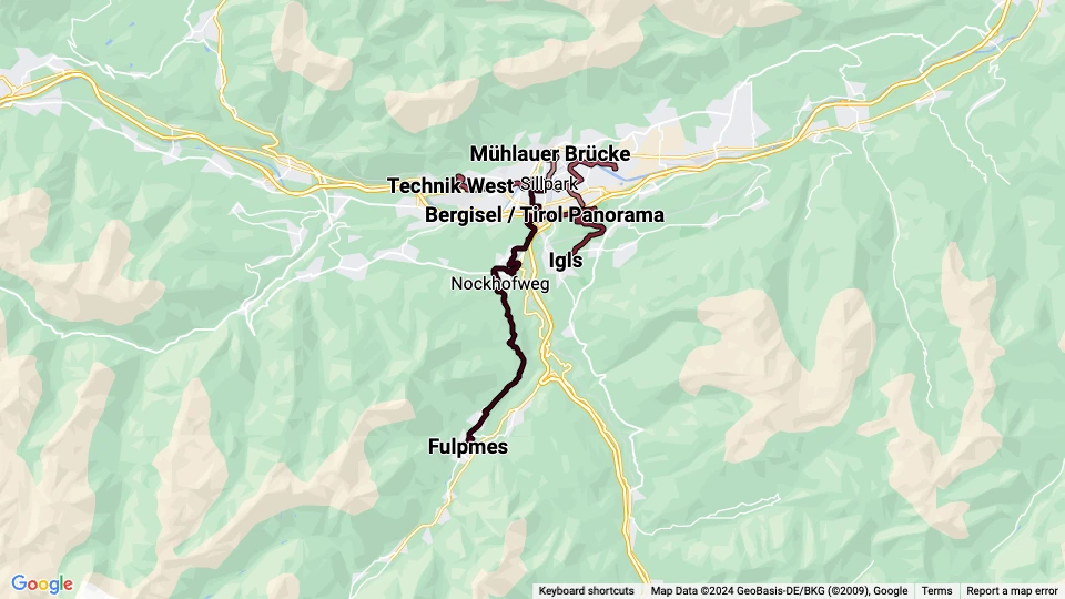 Innsbrucker Verkehrsbetriebe (IVB) Linienkarte