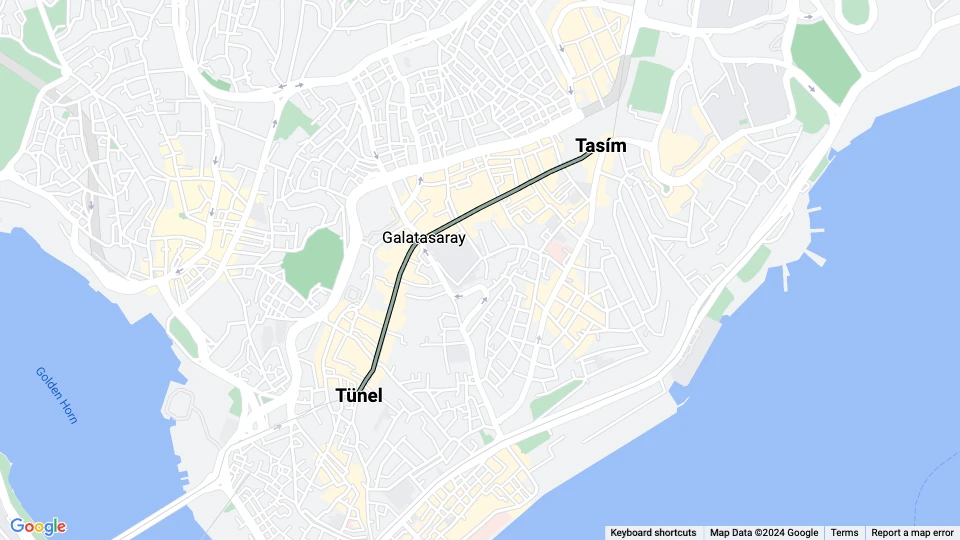 Istanbul Nostalgilinje T2: Tasím - Tünel Linienkarte