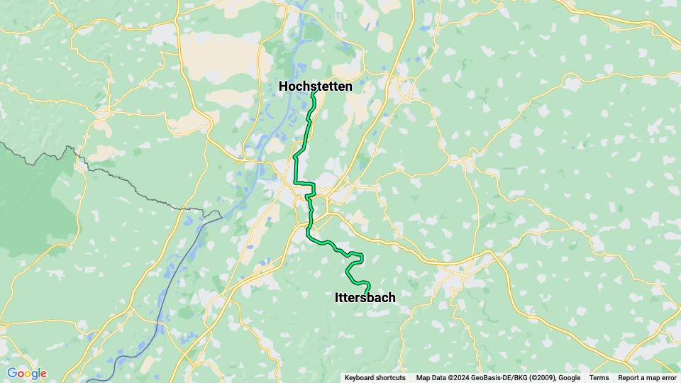 Karlsruhe Regionallinie S11: Hochstetten - Ittersbach Linienkarte