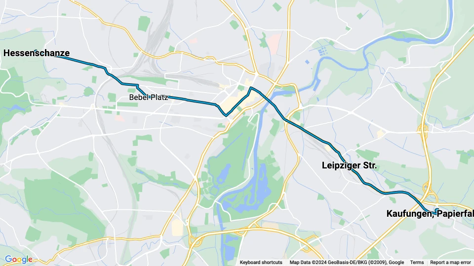 Kassel Zusätzliche Linie 8 Linienkarte