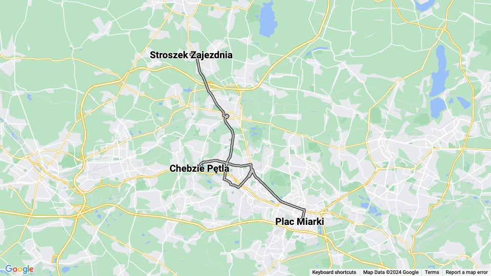 Kattowitz Straßenbahnlinie T11 Linienkarte