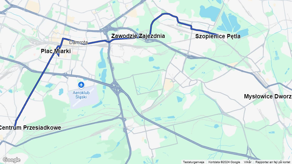 Kattowitz Straßenbahnlinie T14: Brynów Centrum Przesiadkowe - Szopienice Pętla Linienkarte