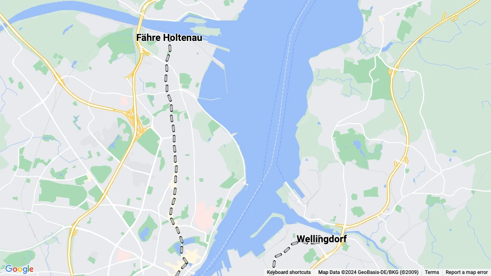 Kiel Straßenbahnlinie 4: Fähre Holtenau - Wellingdorf Linienkarte