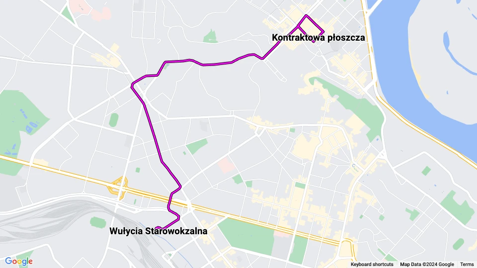 Kiew Straßenbahnlinie 18: Kontraktowa płoszcza - Wułycia Starowokzalna Linienkarte