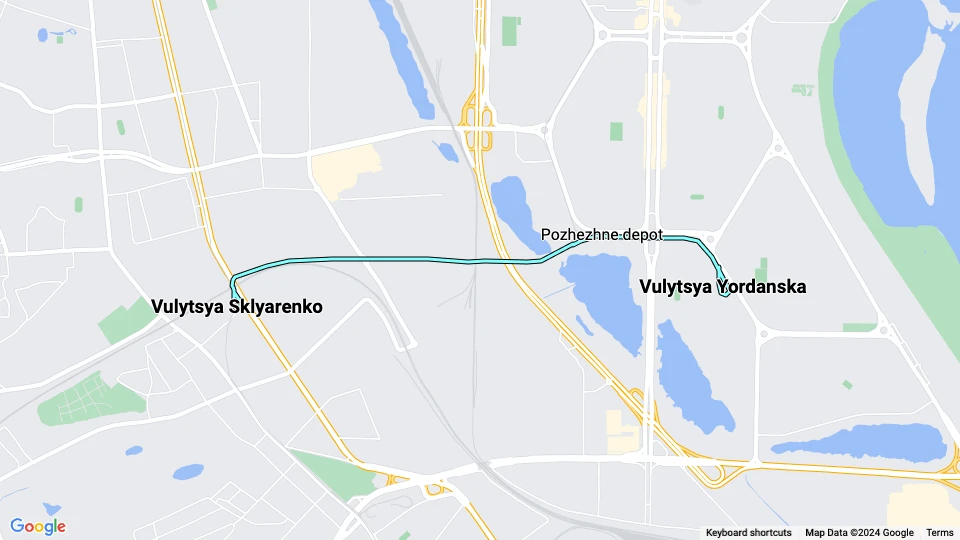 Kiew Zusätzliche Linie 11K: Vulytsya Sklyarenko - Vulytsya Yordanska Linienkarte