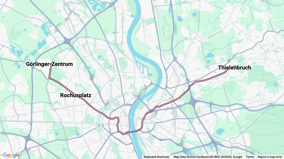 Köln Straßenbahnlinie 3: Görlinger-Zentrum - Thielenbruch Linienkarte