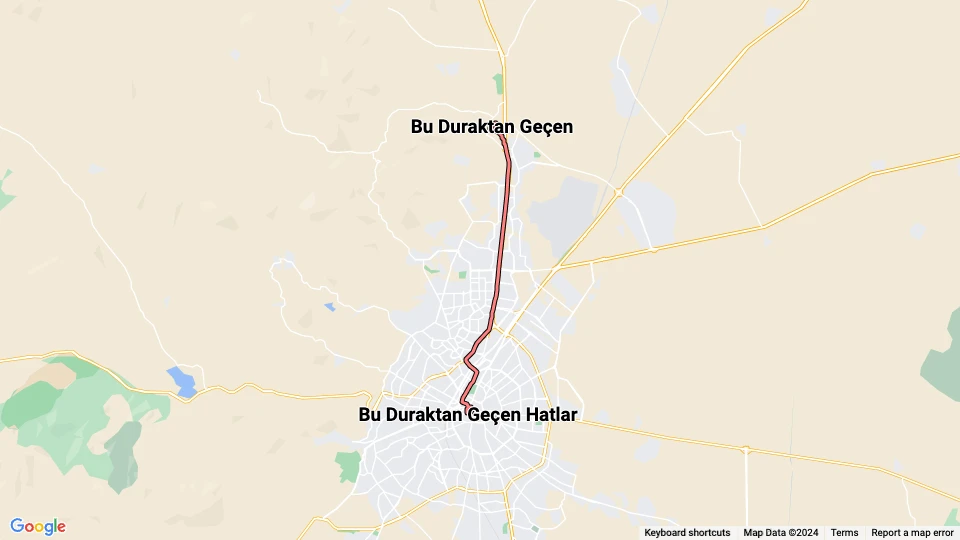 Konya Straßenbahnlinie 1: Bu Duraktan Geçen - Bu Duraktan Geçen Hatlar Linienkarte