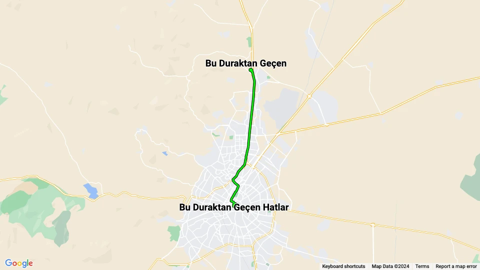 Konya Straßenbahnlinie 2: Bu Duraktan Geçen Hatlar - Bu Duraktan Geçen Linienkarte