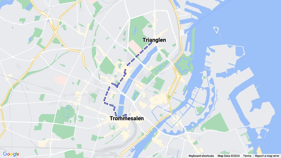 Kopenhagen Blegdamslinien: Trianglen - Trommesalen Linienkarte