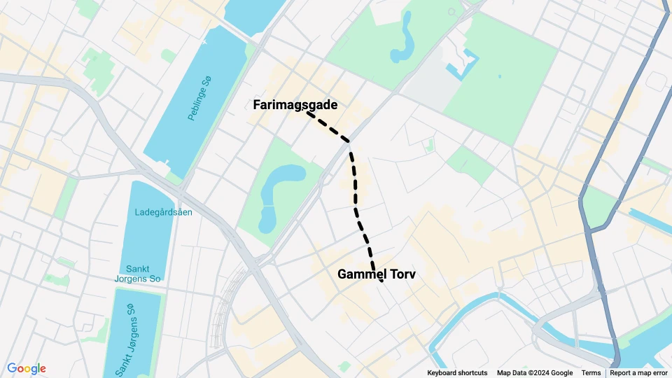 Kopenhagen Pferdebahnlinie 11: Gammel Torv - Farimagsgade Linienkarte
