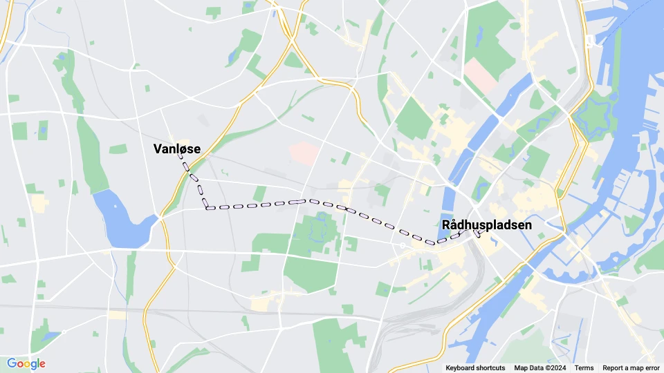 Kopenhagen Straßenbahnlinie 17: Vanløse - Rådhuspladsen Linienkarte