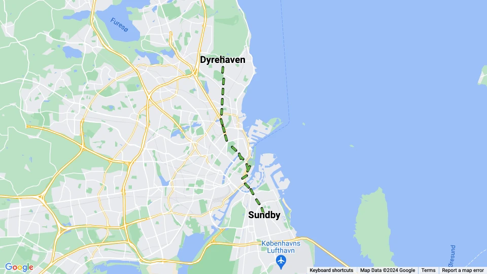 Kopenhagen Sundby Skovlinie: Dyrehaven - Sundby Linienkarte