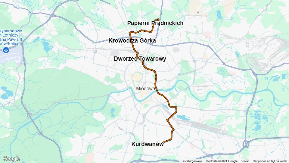 Krakau Schnelllinie 50: Górka Narodowa P+R - Kurdwanów Linienkarte