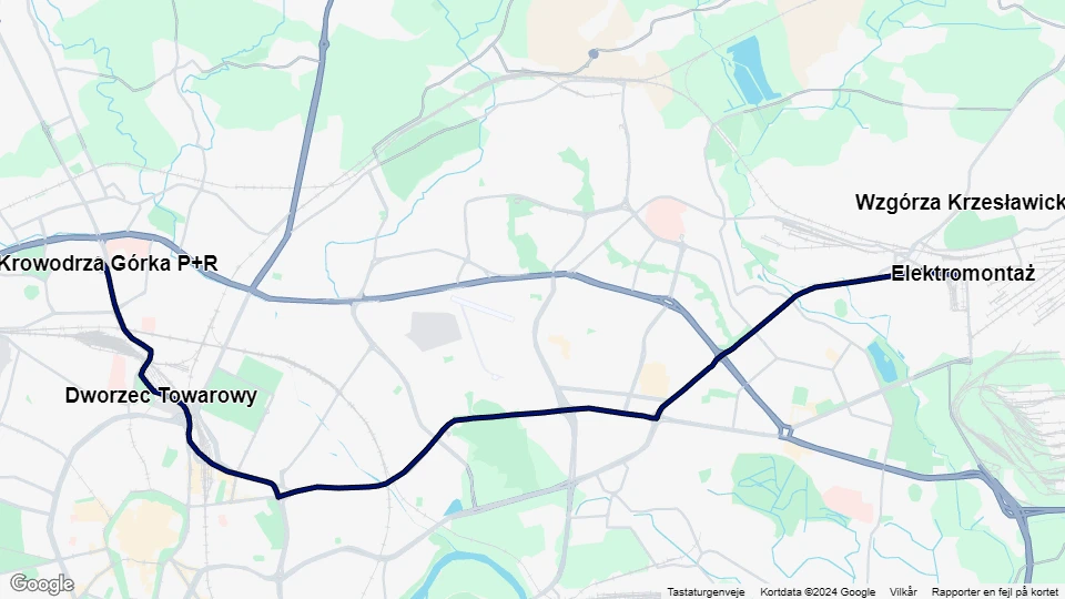 Krakau Straßenbahnlinie 5: Krowodrza Górka P+R - Elektromontaż Linienkarte