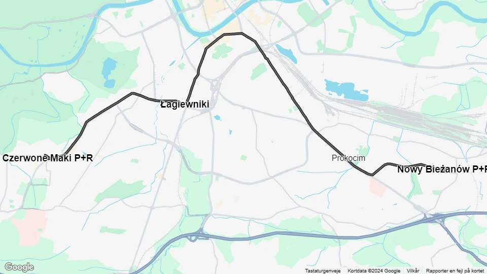 Krakau Zusätzliche Linie 23: Nowy Bieżanów P+R - Czerwone Maki P+R Linienkarte