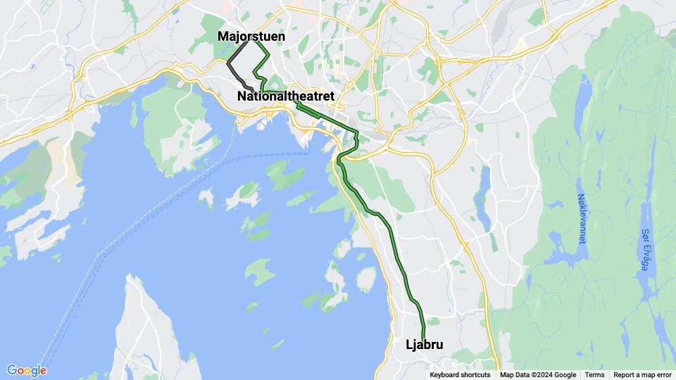 Kristiania Elektriske Sporvei (KES) Linienkarte