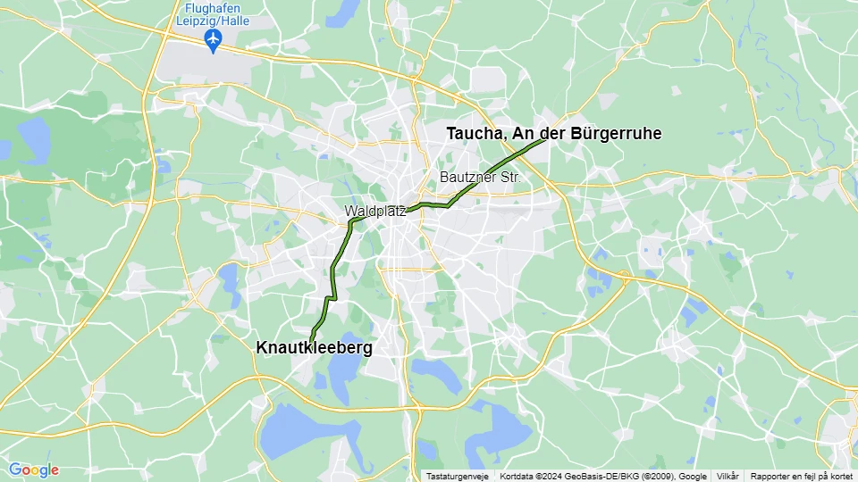 Leipzig Straßenbahnlinie 3: Knautkleeberg - Taucha, An der Bürgerruhe Linienkarte