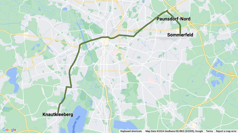 Leipzig Zusätzliche Linie 3E: Sommerfeld - Knautkleeberg Linienkarte
