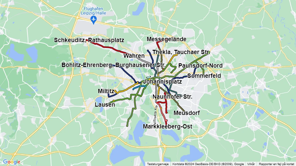 Leipziger Verkehrsbetriebe (LVB) Linienkarte