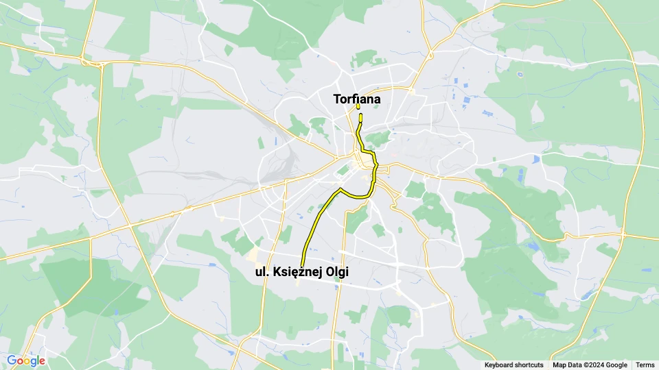 Lemberg Straßenbahnlinie 5: ul. Księżnej Olgi - Torfiana Linienkarte