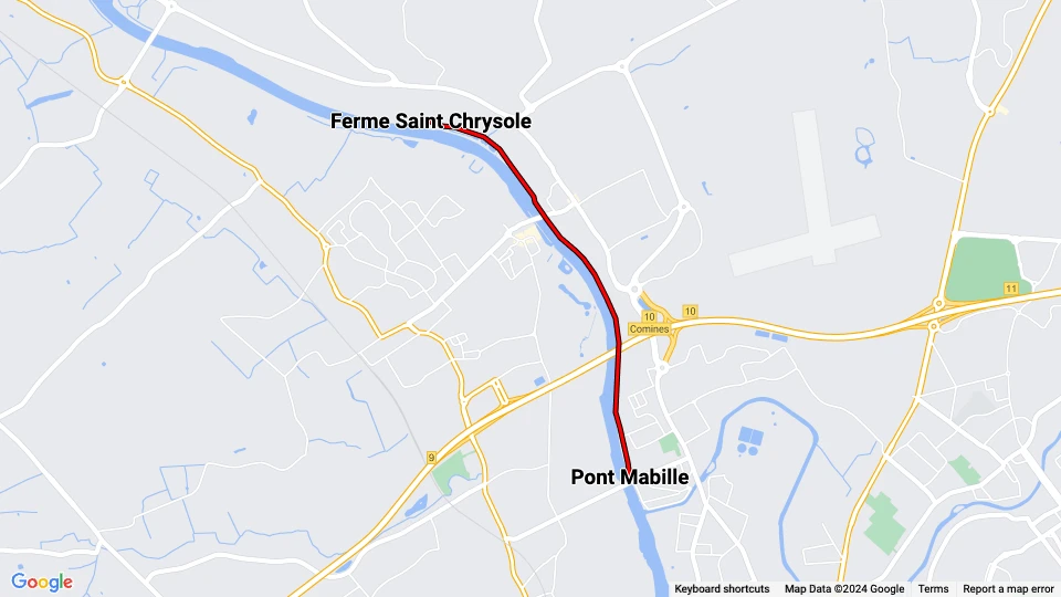 Lille Museumslinie AMITRAM: Pont Mabille - Ferme Saint Chrysole Linienkarte