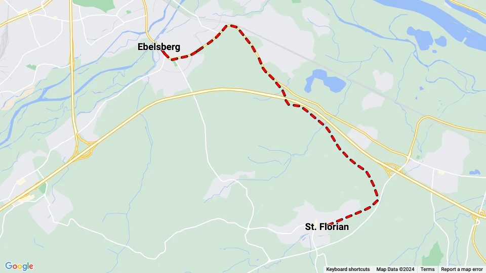 Linz Florianerbahn: Ebelsberg - St. Florian Linienkarte