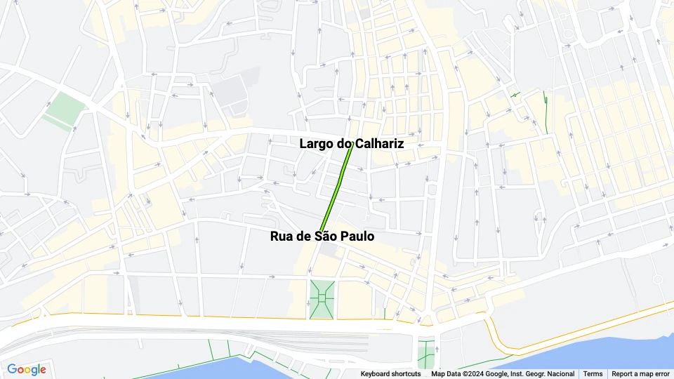 Lissabon Standseilbahn Elevador da Bica: Largo do Calhariz - Rua de São Paulo Linienkarte