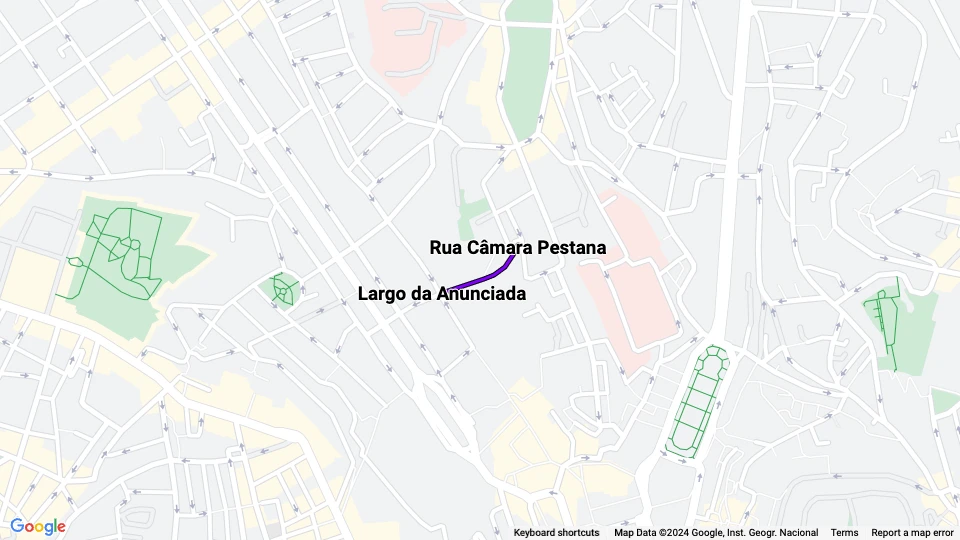 Lissabon Standseilbahn Elevador do Lavra: Largo da Anunciada - Rua Câmara Pestana Linienkarte