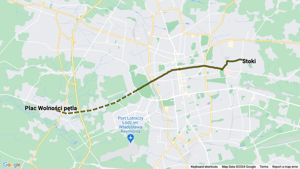 Łódź Regionallinie 43BIS: Stoki - Plac Wolności pętla Linienkarte