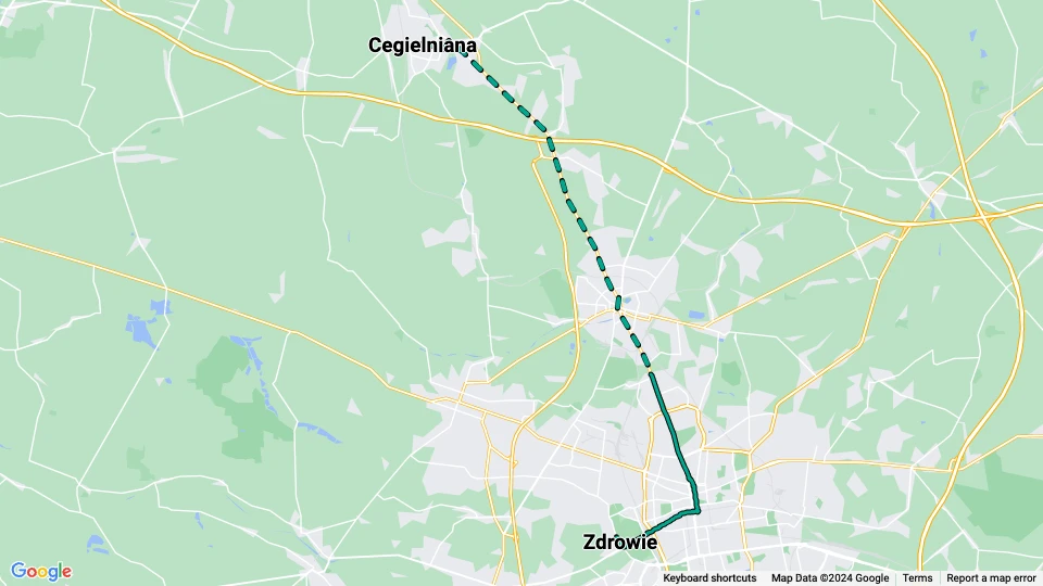 Łódź Regionallinie 46: Zdrowie - Cegielniana Linienkarte