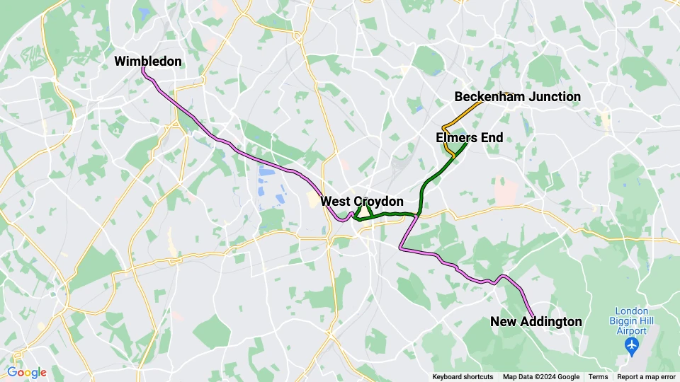 London Tramlink Linienkarte