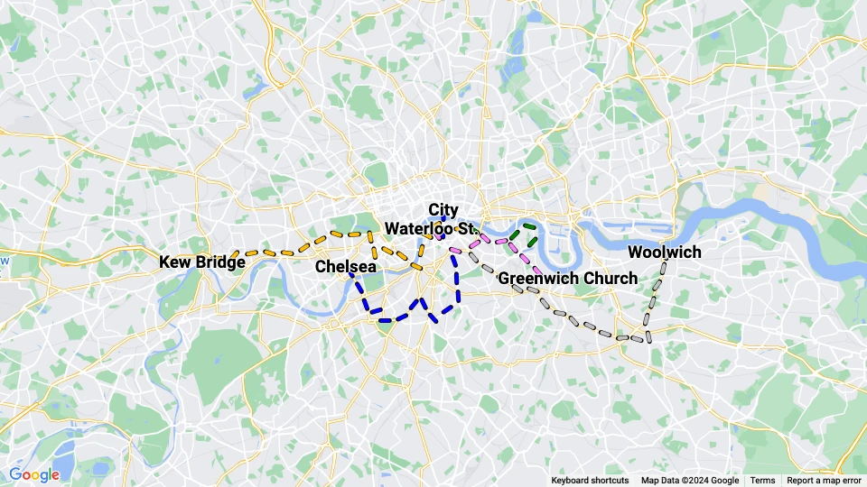 London Transport Executive (LTE) Linienkarte