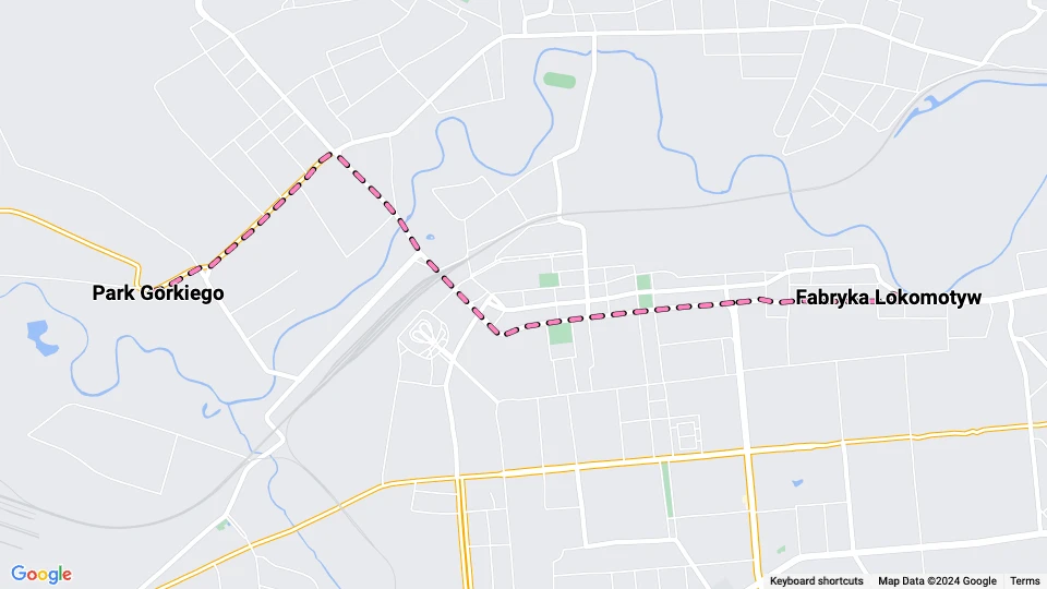 Luhansk Straßenbahnlinie 7: Fabryka Lokomotyw - Park Gorkiego Linienkarte