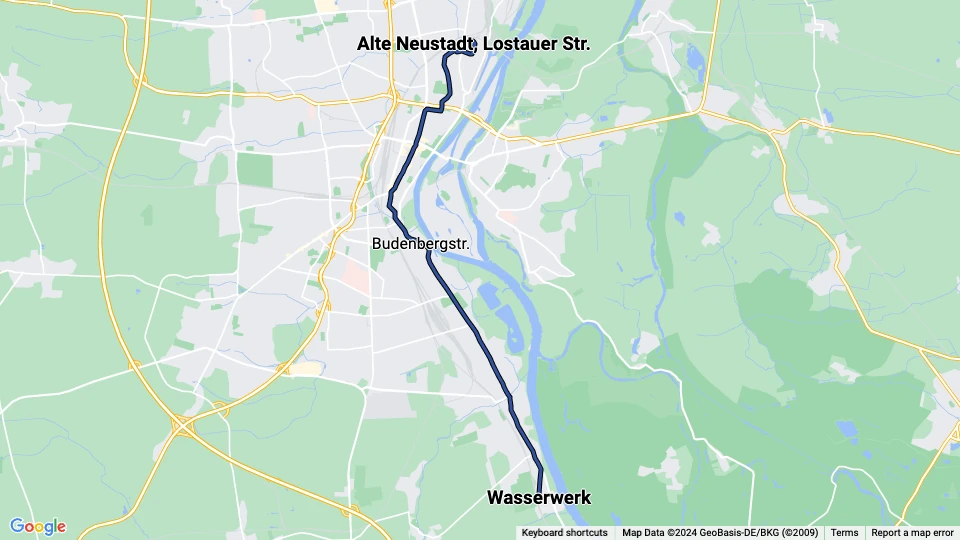 Magdeburg Straßenbahnlinie 2: Wasserwerk - Alte Neustadt, Lostauer Str. Linienkarte