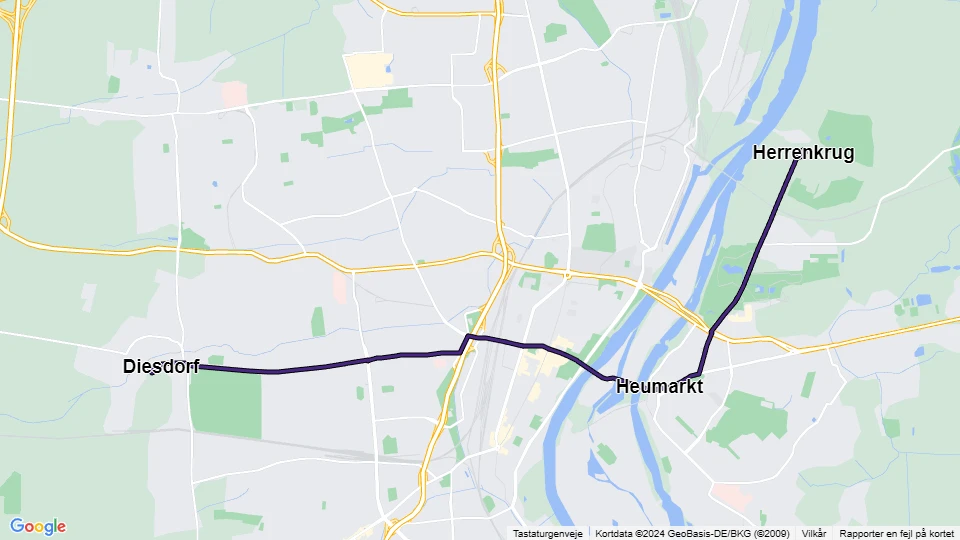 Magdeburg Straßenbahnlinie 6: Diesdorf - Herrenkrug Linienkarte