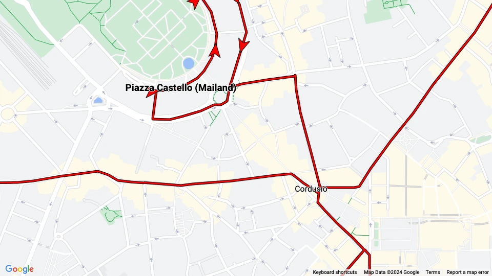 Mailand City Tour Linienkarte