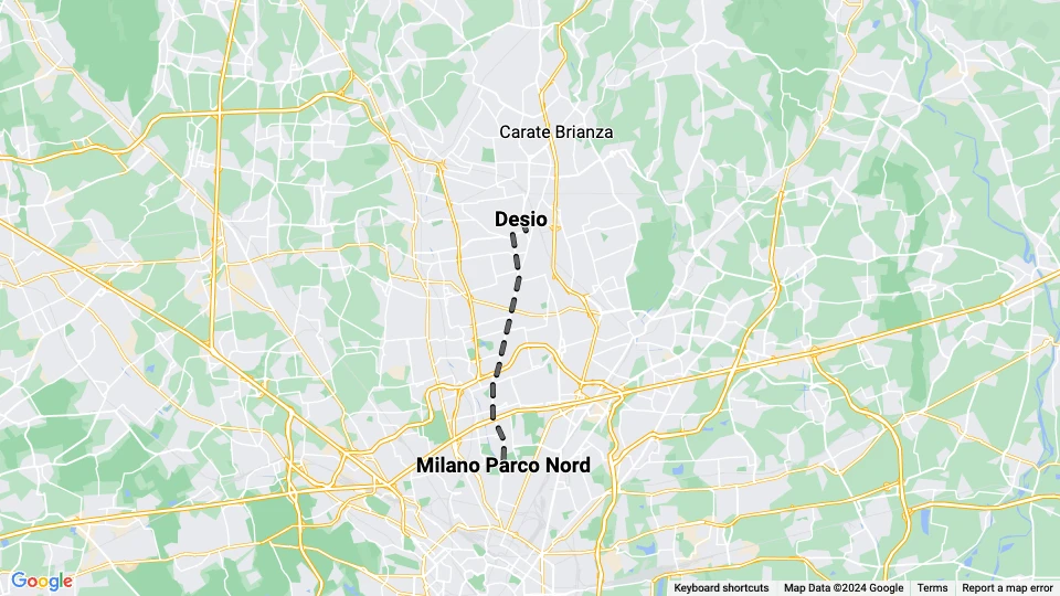 Mailand Regionallinie 178: Milano Parco Nord - Desio Linienkarte