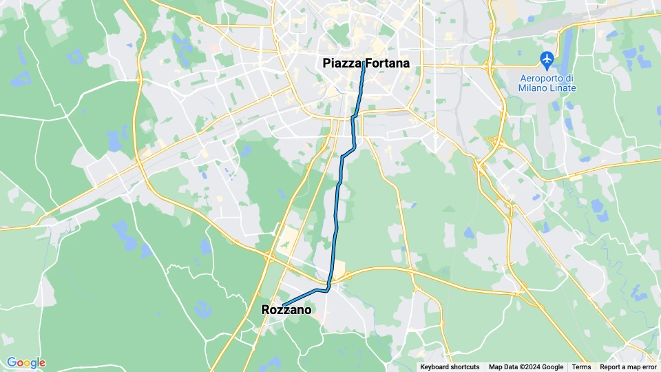 Mailand Straßenbahnlinie 15: Piazza Fortana - Rozzano Linienkarte