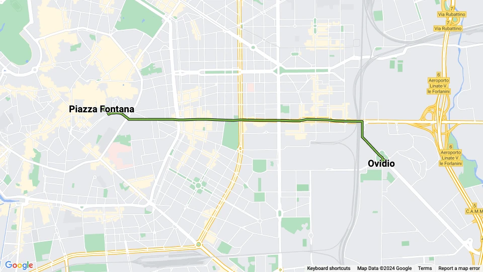 Mailand Straßenbahnlinie 27: Piazza Fontana - Ovidio Linienkarte